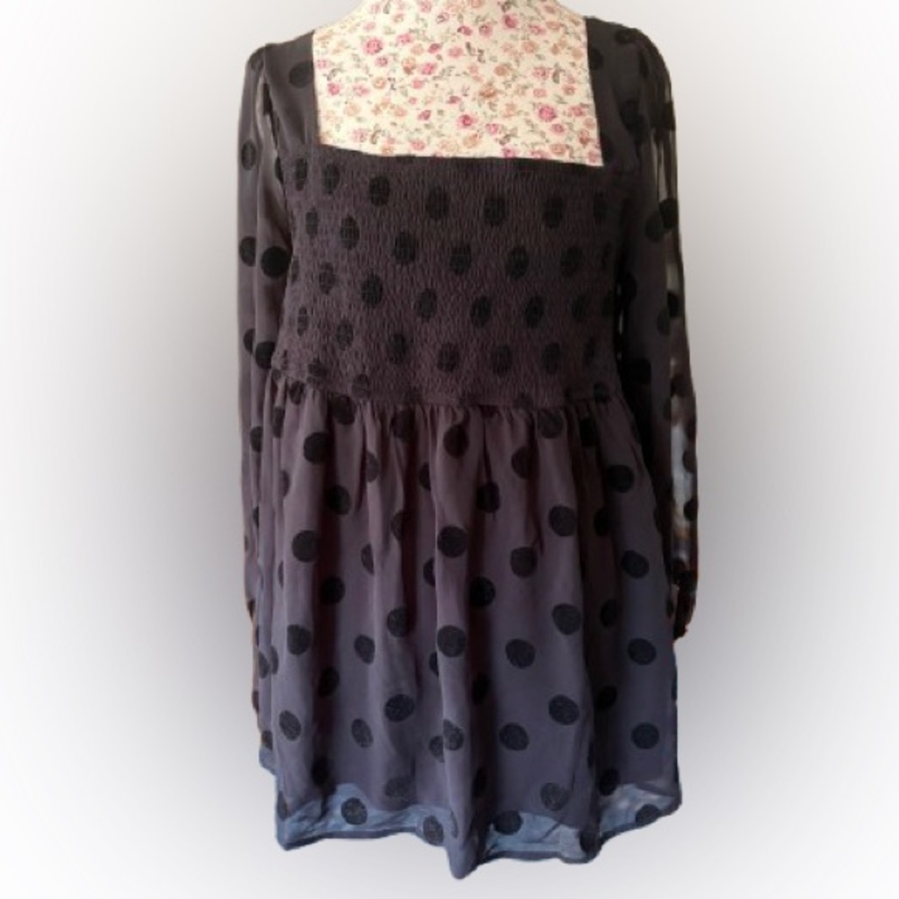 Motherhood Maternity Smocked Square Neck Polka Dot Top